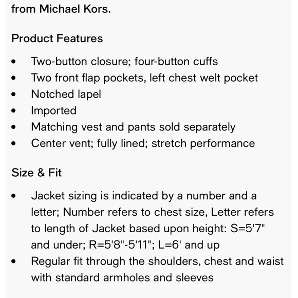 Men’s Michael Kors Wool Suit Jacket - Picture 5 of 9